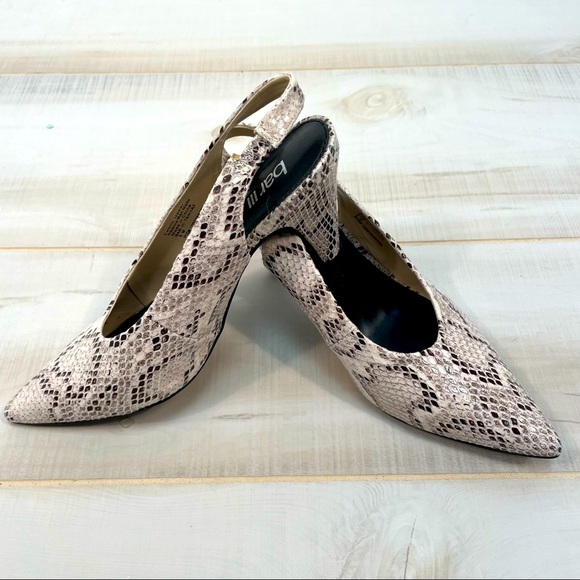 Bar III Snake Look Cream Black Sling-Back Heels Tanyaf Size 8 - Picture 4 of 8